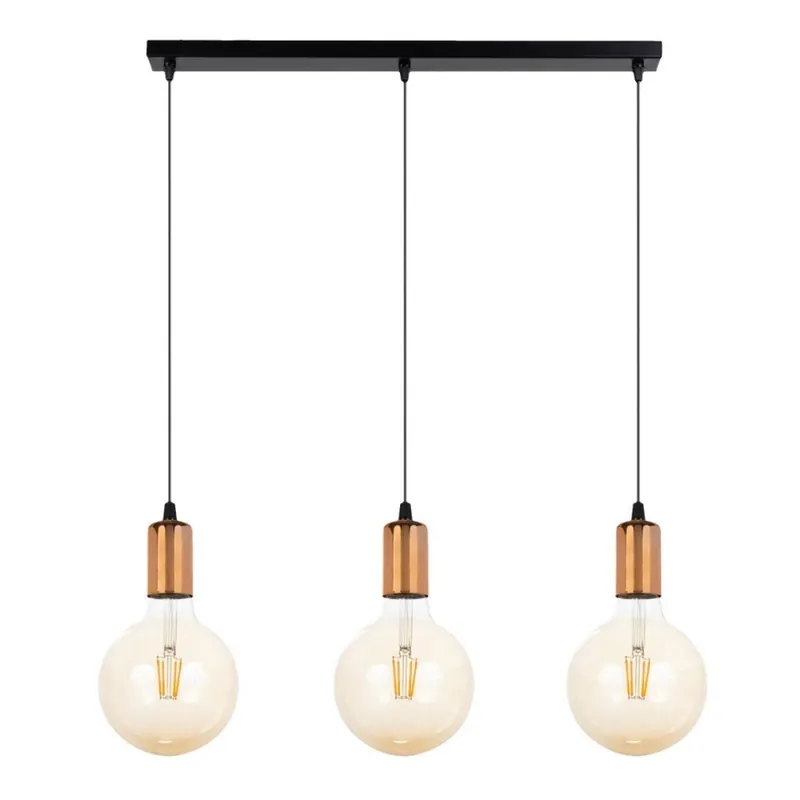 Lustr na lanku MIROS 3xE27/60W/230V černá/měděná Časově Omezené