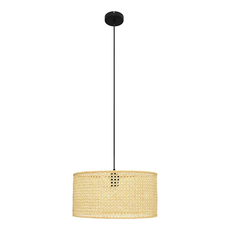 Levný Lustr na lanku ALBA 1xE27/15W/230V pr. 40 cm ratan/černá