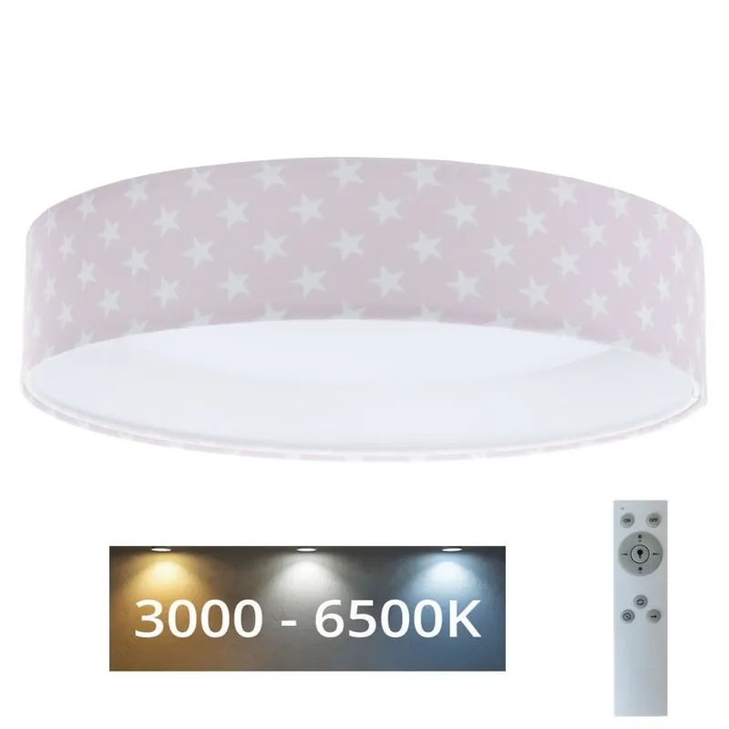 Ihned K Objednání LED Stmívatelné dětské stropní svítidlo SMART GALAXY KIDS LED/24W/230V 3000-6500K hvězdičky růžová/bílá + dálkové ovládání