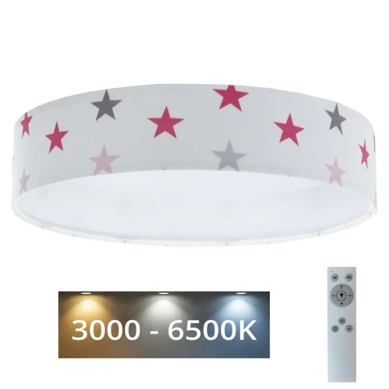 LED Stmívatelné dětské stropní svítidlo SMART GALAXY KIDS LED/24W/230V 3000-6500K hvězdičky bílá/růžová/šedá + dálkové ovládání Jen Po Omezenou Doba