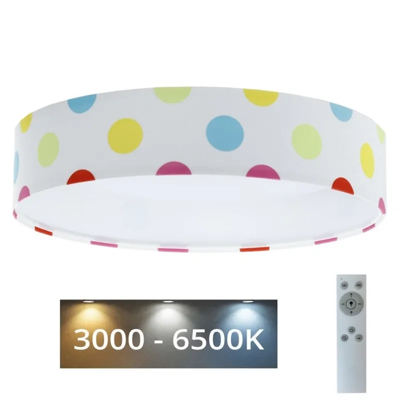 LED Stmívatelné dětské stropní svítidlo SMART GALAXY KIDS LED/24W/230V 3000-6500K puntíky pestrobarevná + dálkové ovládání Přímo Od Výrobce