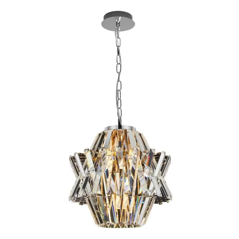 Křišťálový lustr na řetězu CROWN 4xE14/40W/230V lesklý chrom Sezónní Sleva