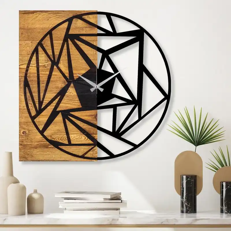 Nástěnné hodiny 60x58 cm 1xAA dřevo/kov Sezónní Sleva
