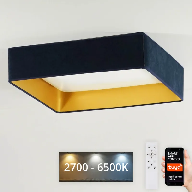 Cenová Bomba Brilagi - LED Stmívatelné stropní svítidlo VELVET SQUARE SMART LED/36W/230V 60x60 cm 2700-6500K Wi-Fi Tuya + dálkové ovládání tmavě modrá
