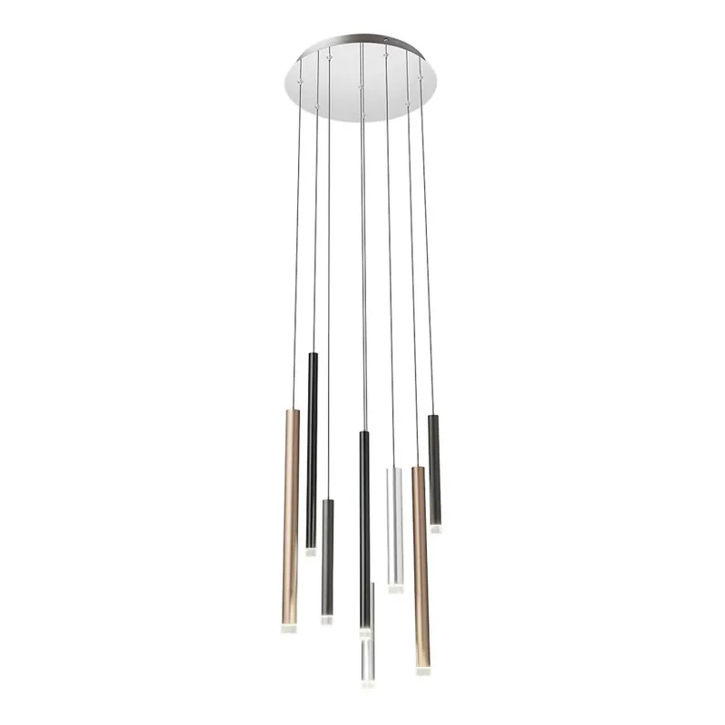 Redo 01-2053 - LED Lustr na lanku MADISON 8xLED/4W/230V lesklý chrom/černá/měď Omezená Nabídka