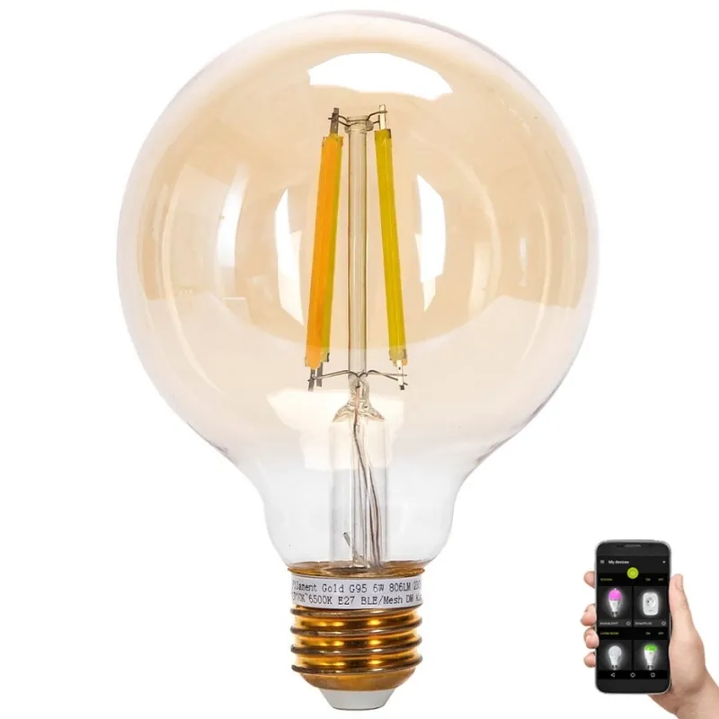 LED Stmívatelná žárovka FILAMENT MESH Smart G95 E27/6W/230V 2700-6500K - Aigostar Nová Kolekce
