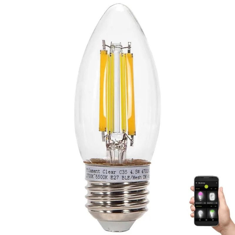 Novinka LED Stmívatelná žárovka FILAMENT MESH Smart C35 E27/4,5W/230V 2700-6500K - Aigostar
