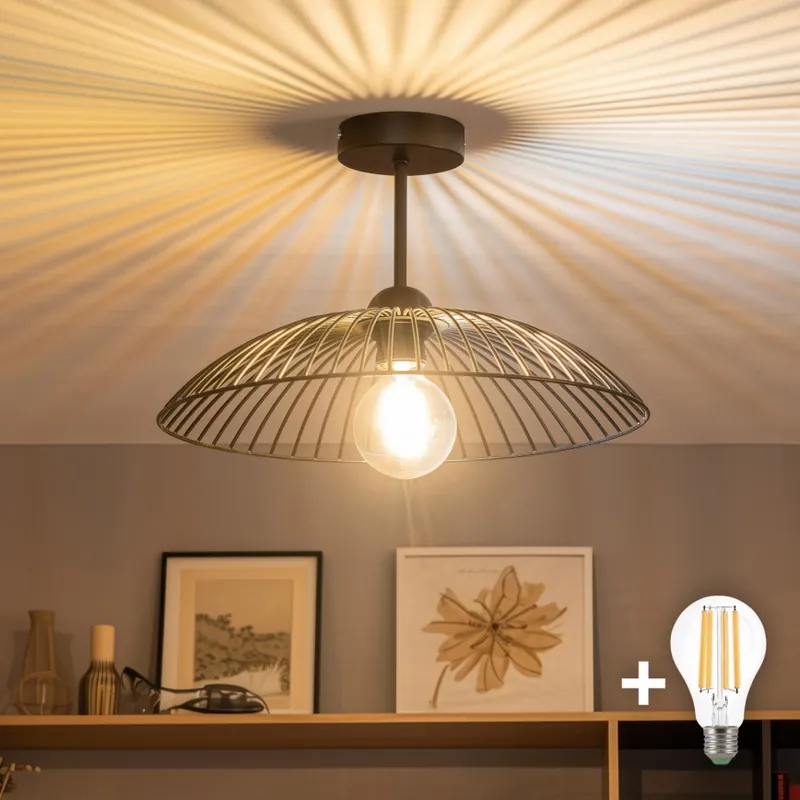 Výhodná Nabídka Brilagi - LED Přisazený lustr CERIA WIRE 1xE27/60W/230V pr. 38 cm černá
