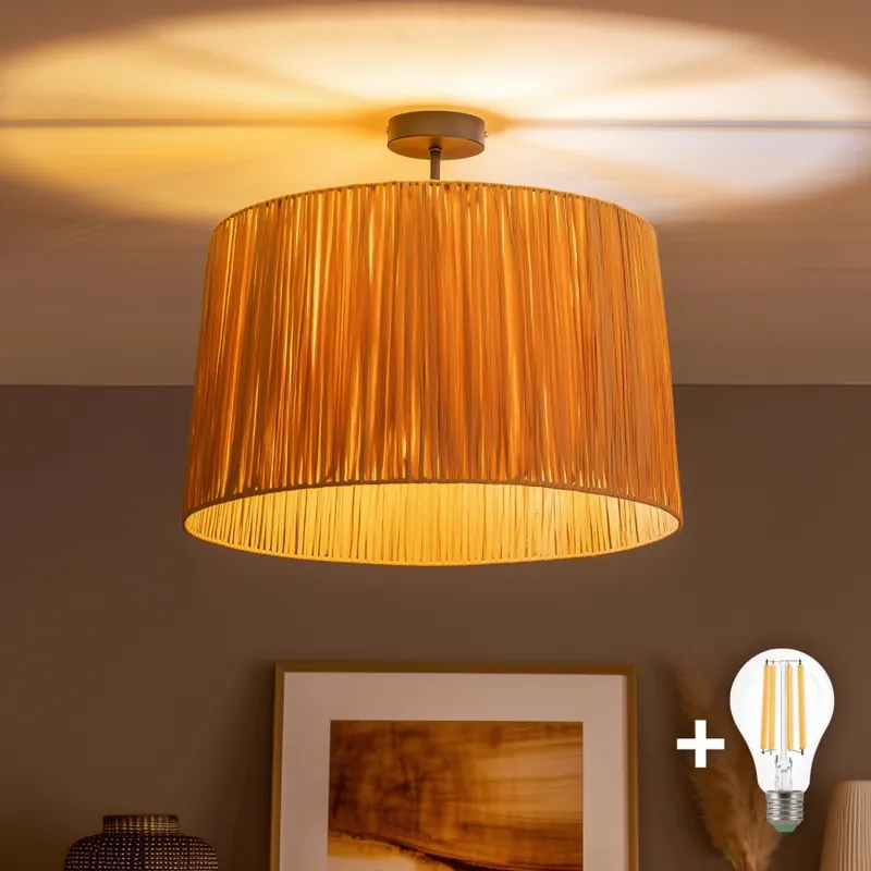 Nová Kolekce Brilagi - LED Přisazený lustr CERIA BOHO 1xE27/60W/230V pr. 50 cm černá/rafie