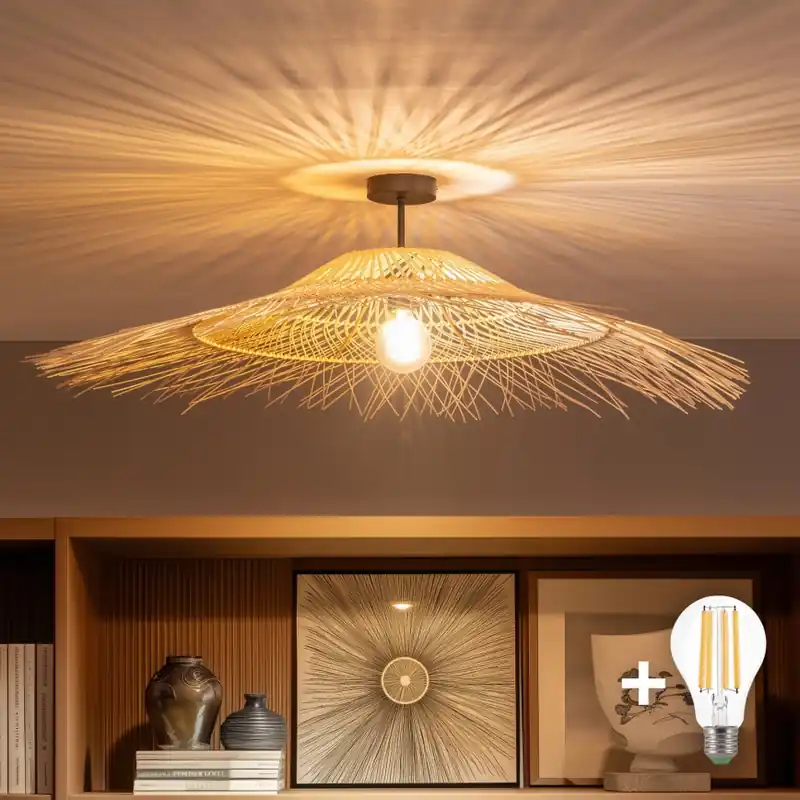 Jen Po Omezenou Doba Brilagi - LED Přisazený lustr CERIA BOHO 1xE27/60W/230V pr. 100 cm černá/béžová
