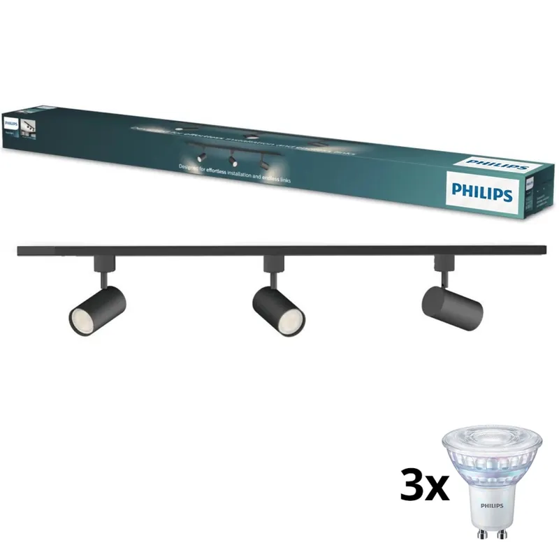 Originální Philips - LED Stmívatelné bodové svítidlo v lištovém systému EASYLINK 3xGU10/6,2W/230V 2200-2700K 1m černá