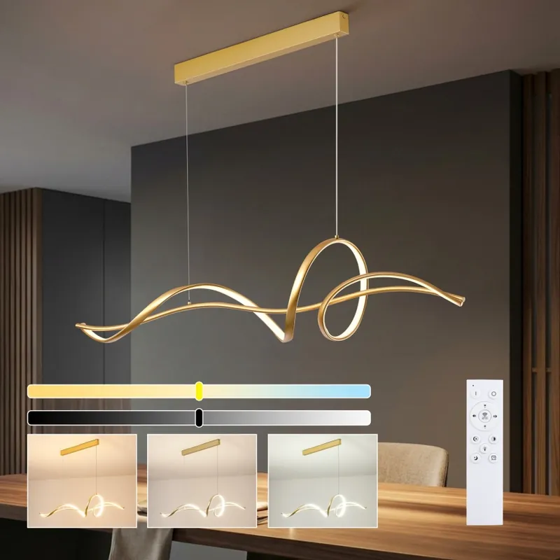 Brilagi - LED Stmívatelný lustr na lanku SIGNATURE LED/55W/230V 3000-6000K 120x23 cm zlatá + dálkové ovládání Akční Nabídka
