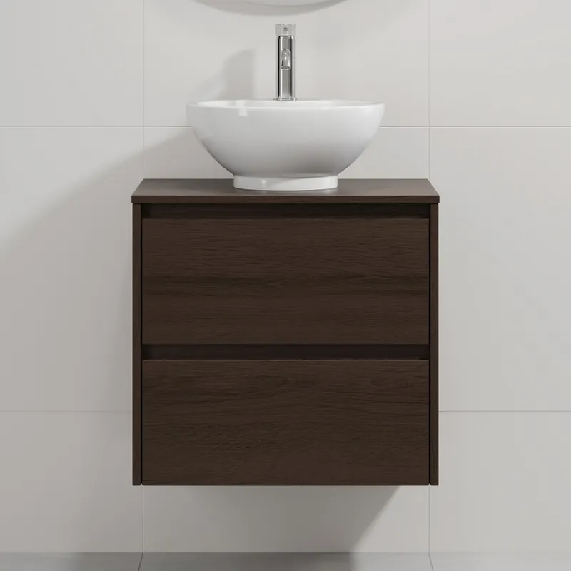 Akce Koupelnová skříňka s umyvadlem TRONDHEIM/DRAMMEN 60x57x46 cm ořech/bílá