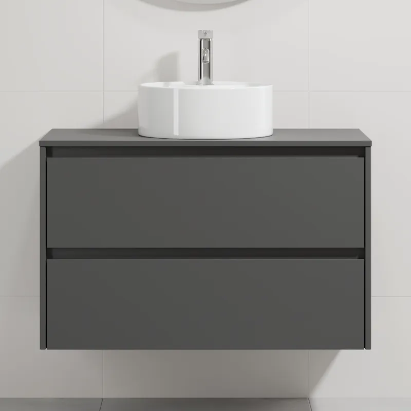 Koupelnová skříňka s umyvadlem TRONDHEIM/VIKEDAL 90x57x46 cm antracit/bílá Akce