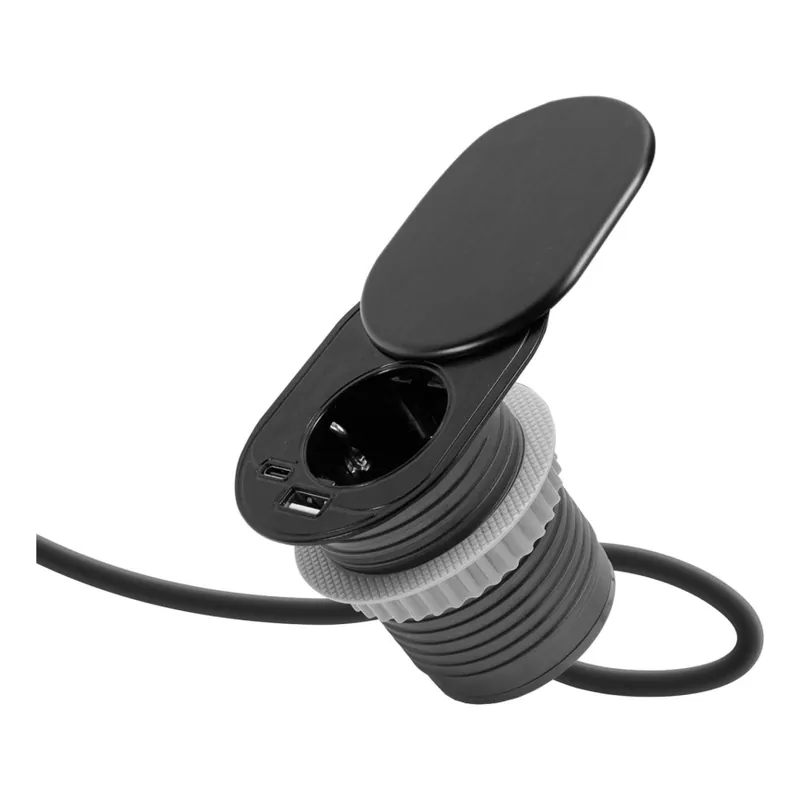 Vestavná zásuvka s posuvným víčkem 1Z + USB-C + USB-A černá Expresní Doručení