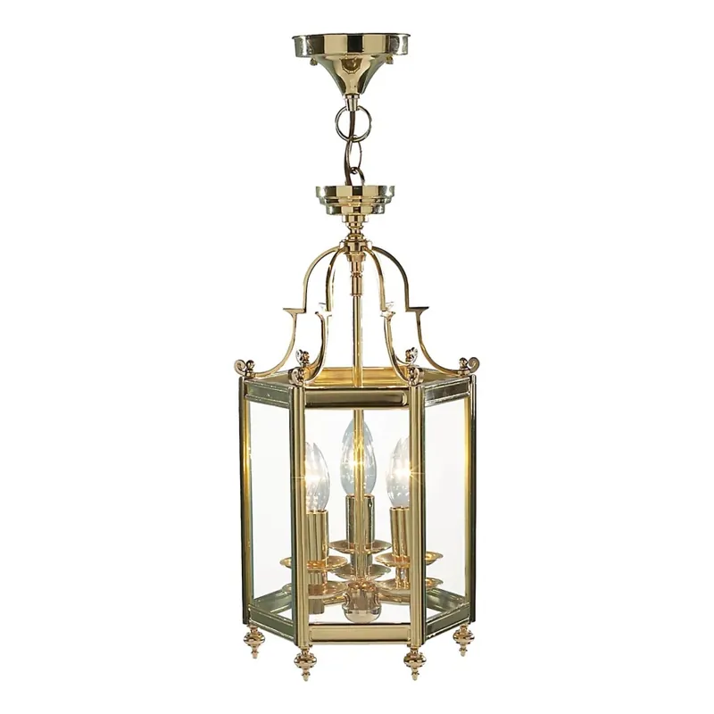 Där Lighting MOO0340 - Lustr na řetězu MOORGATE 3xE14/60W/230V mosaz Jen Po Omezenou Doba