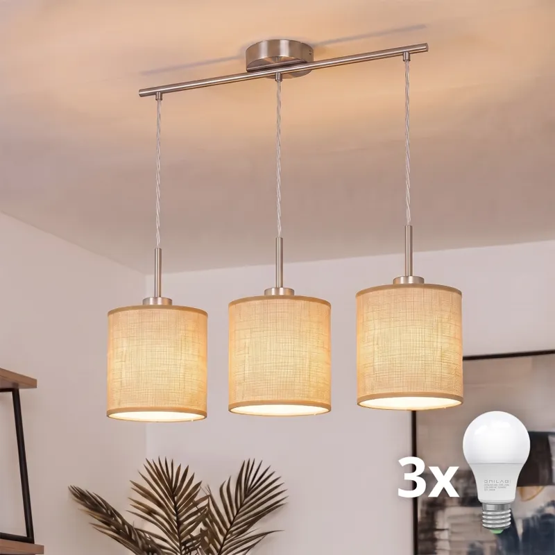 Brilagi - LED Lustr na lanku NUBILA 3xE27/60W/230V světle hnědá Novinka