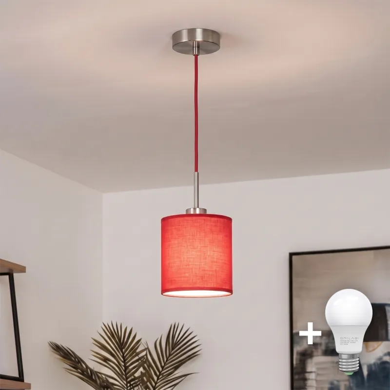 Brilagi - LED Lustr na lanku NUBILA 1xE27/60W/230V pr. 14 cm červená Cenový Hit