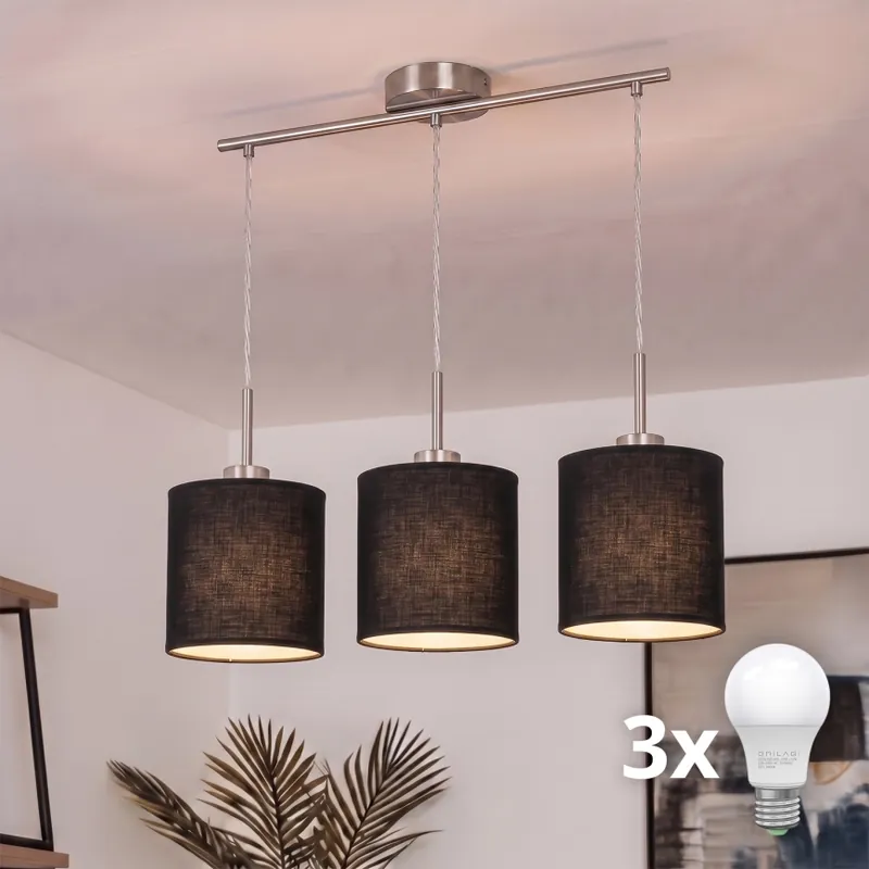 Nejlepší Cena Brilagi - LED Lustr na lanku NUBILA 3xE27/60W/230V černá