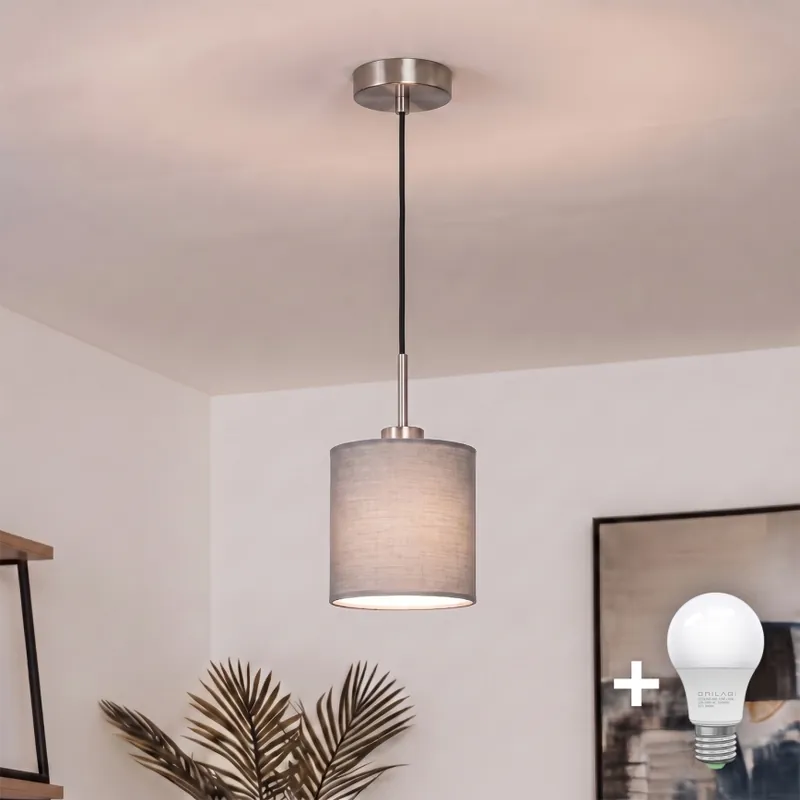 Oblíbený Brilagi - LED Lustr na lanku NUBILA 1xE27/60W/230V pr. 14 cm černá/světle šedá