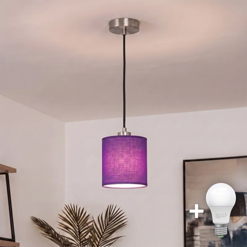 Cenově Výhodný Brilagi - LED Lustr na lanku NUBILA 1xE27/60W/230V pr. 14 cm černá/fialová