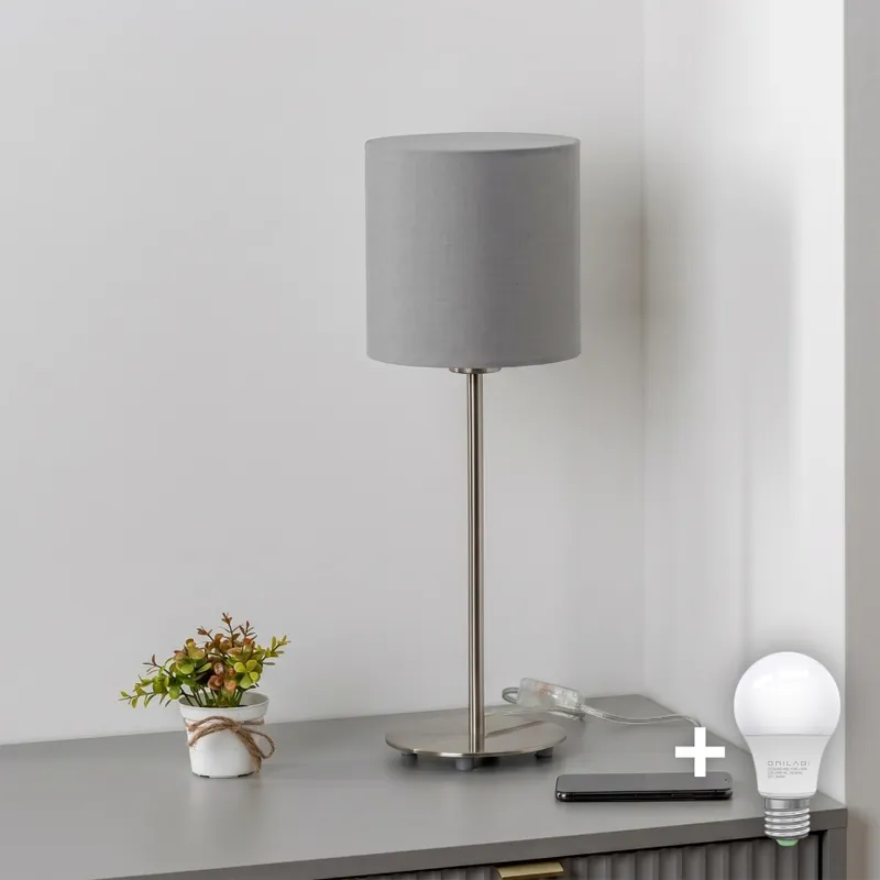 Brilagi - LED Stolní lampa NUBILA 1xE27/60W/230V světle šedá Aktuální