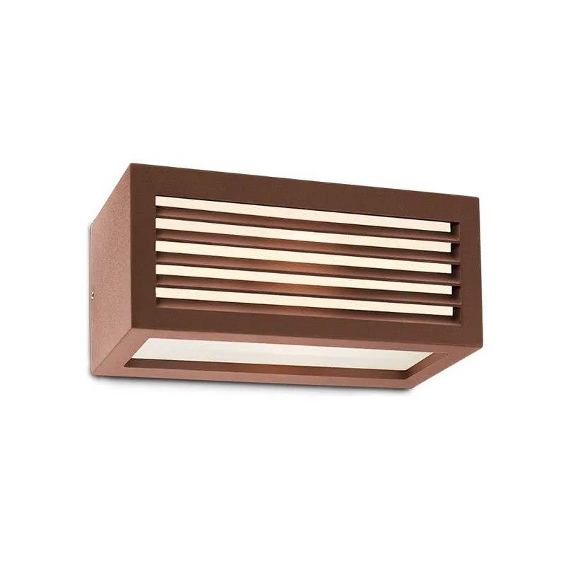Značkový Redo Brick, rezavohnědé venkovní nástěnné svítidlo s mřížkou 1xE27 23W, šířka 25cm, IP54