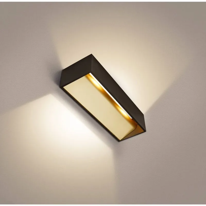 SLV Logs IN L, nástěnné svítidlo se svícením nahoru/dolů, 19W LED 2000-3000K, černozlatá, šířka 30cm Nejlepší Volba