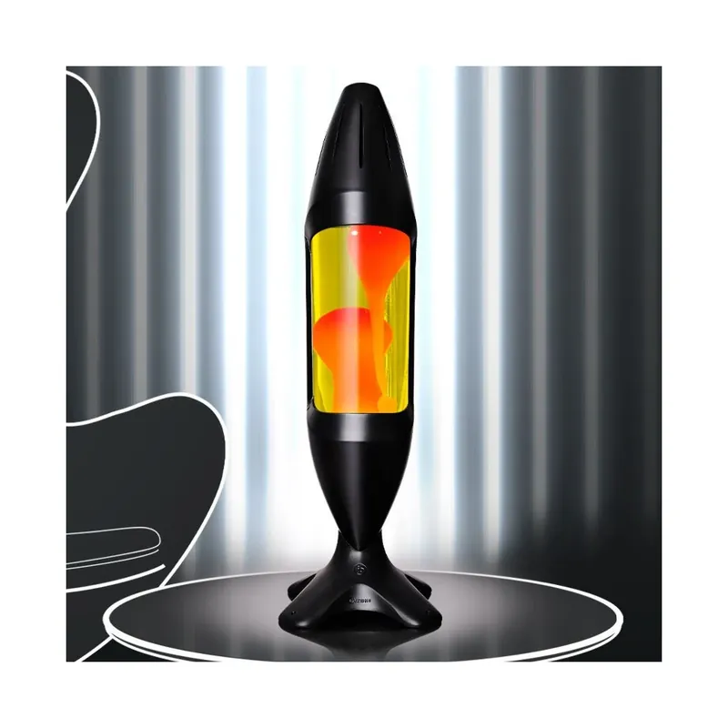 Dokud Zásoby Vydrží Mathmos iO Giant Black, originální lávová lampa, matně černá se žlutou tekutinou a oranžovou lávou, výška 78cm
