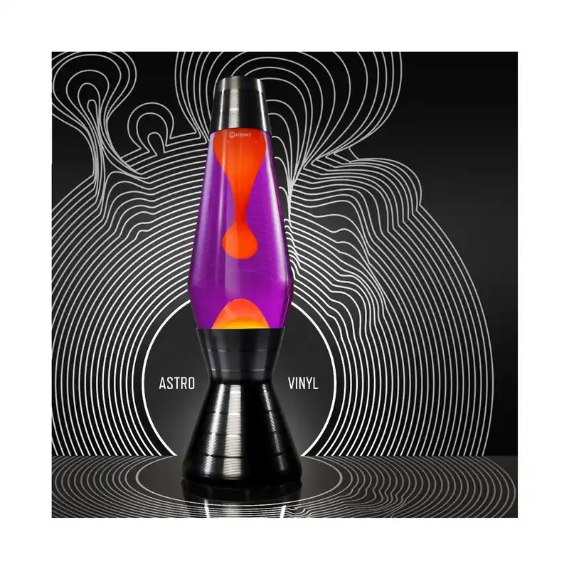 Mathmos Astro Vinyl, originální lávová lampa s fialovou tekutinou a oranžovou lávou, 43cm Tovární Cena