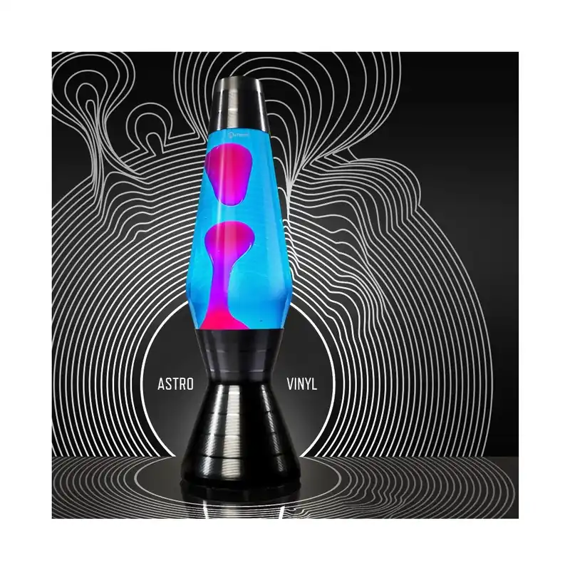 Vysoce Kvalitní Mathmos Astro Vinyl, originální lávová lampa s modrou tekutinou a růžovou lávou, 43cm