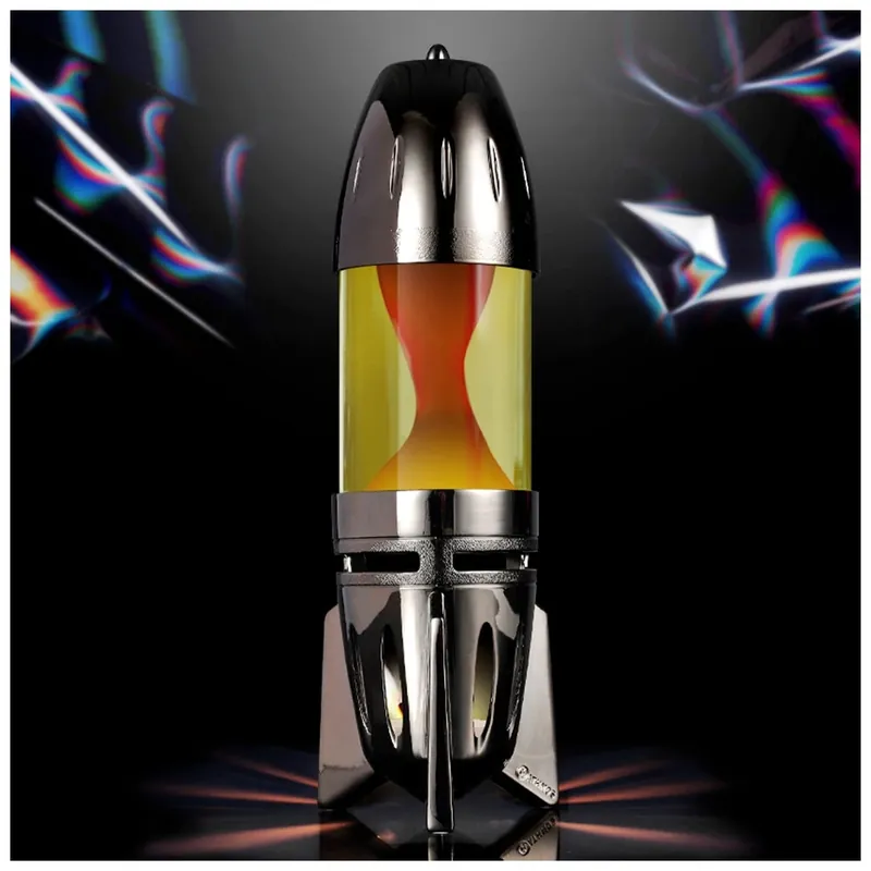 Mathmos Fireflow R1 Black, originální lávová lampa černá se žlutou tekutinou a oranžovou lávou, pro čajovou svíčku, výška 24cm Speciální Cena