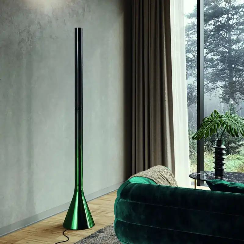 Finální Výprodej Lodes Croma, zelená stojací lampa pro nepřímé osvětlení se stmívačem, 42W LED 2200 - 3200K dim-to-warm, 186cm
