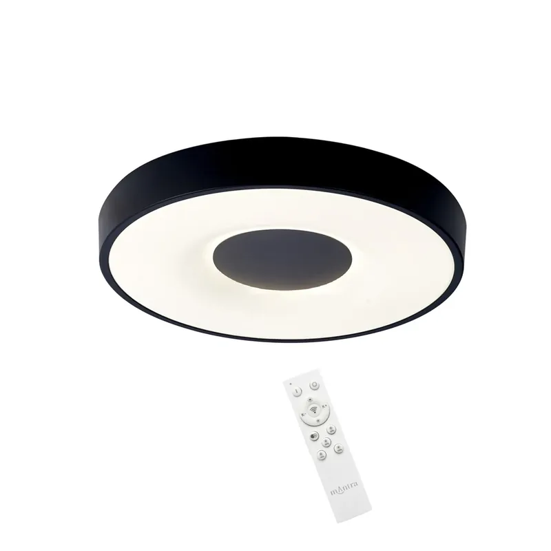 Přímo Od Výrobce Mantra Coin, černé stropní svítidlo LED 80W 2700K-5000K s dálkovým ovladačem, průměr 50cm