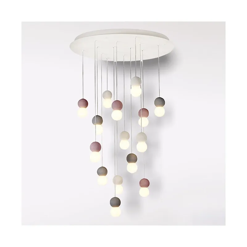 Originální Mantra Galaxia, moderní závěsné svítidlo s kulatými betonovými prvky a designovými žárovkami 15 x E27, průměr 90cm