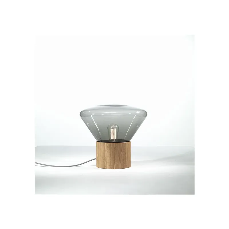 Dokud Zásoby Vydrží Brokis Muffins wood 01, designová lampa z foukaného skla, kouřové sklo/dřevo, 1x60W E27, výška 34,5cm
