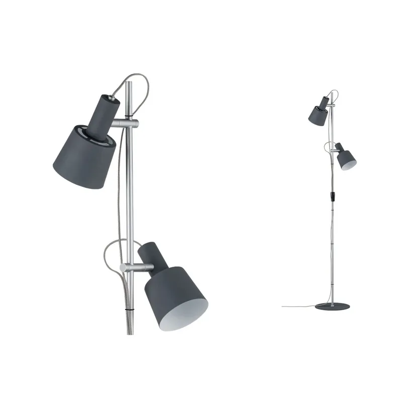 Paulmann Haldar, stojací lampa 2xE14, šedá/matný chrom, výška 152cm Vrácení Zdarma
