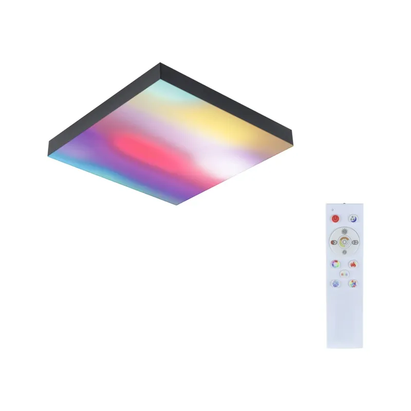 Paulmann Velora, černý subtilní stropní LED panel Rainbow dynamic RGBW, 13,2W LED 3000-6500K, 29x29cm, dálkové ovládání Aktuální