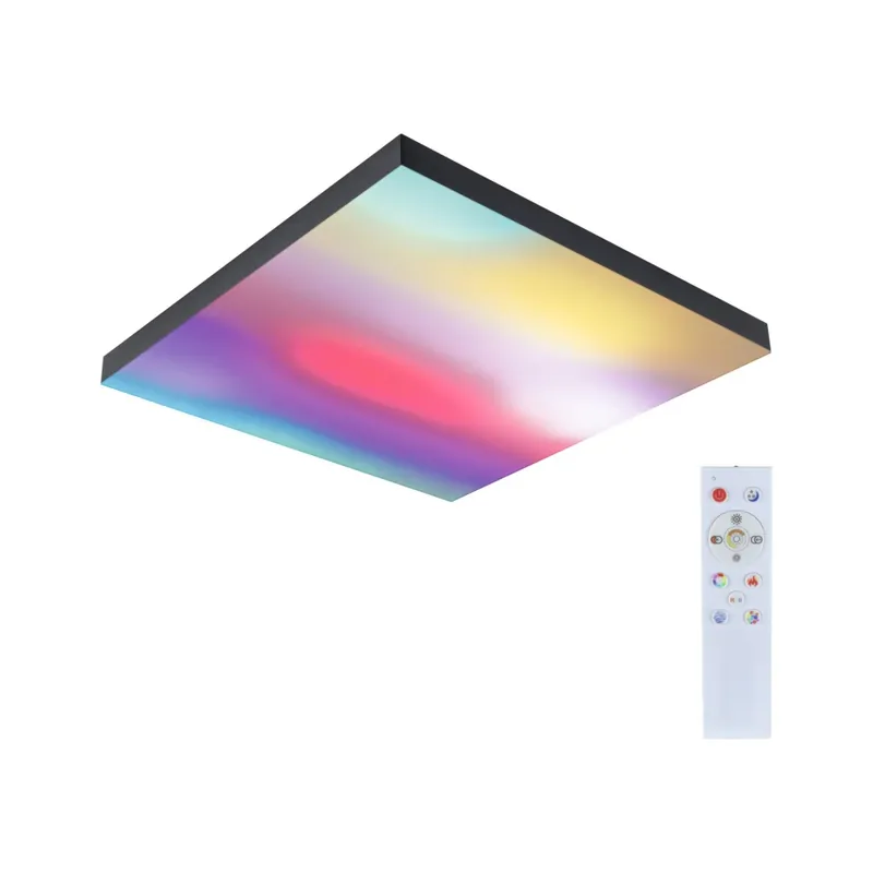 Odeslání Ihned Paulmann Velora, černý subtilní stropní LED panel Rainbow dynamic RGBW, 19W LED 3000-6500K, 45x45cm, dálkové ovládání
