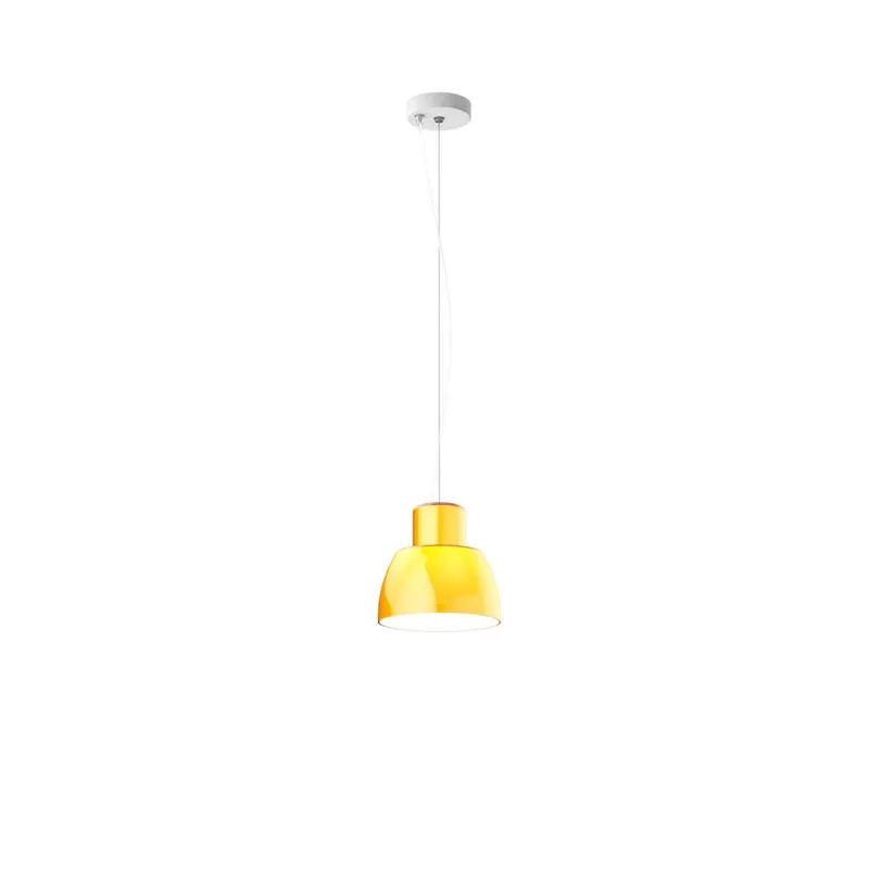 Nemo Lorosae, žluté závěsné svítidlo se stínidlem ze skla, 1x60W E27, prům. 20cm Aktuální