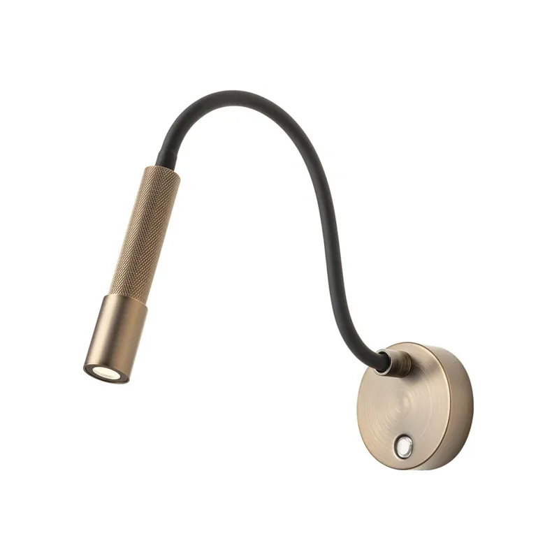 Cenový Hit Redo Drill, bronzová nástěnná čtecí lampička s flexibilním ramenem a stmívačem LED 8W 2700K