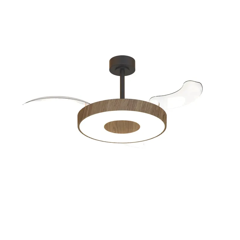 Mantra Coin Smart, rozvinovací ventilátor se svítidlem a dálk. ovladačem, LED 40W 3000-5000K, černá/tmavá dřevěná, průměr 50/106cm Expresní Doručení