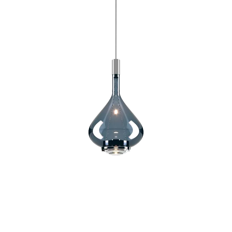 Lodes Sky-Fall Medium, závěsné svítidlo modré sklo/chrom, 12W LED 2700K, prům. 22cm Sleva
