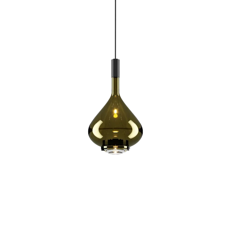 Rychlé Dodání Lodes Sky-Fall Medium, závěsné svítidlo zlatozelené sklo/černá, 12W LED 2700K, prům. 22cm