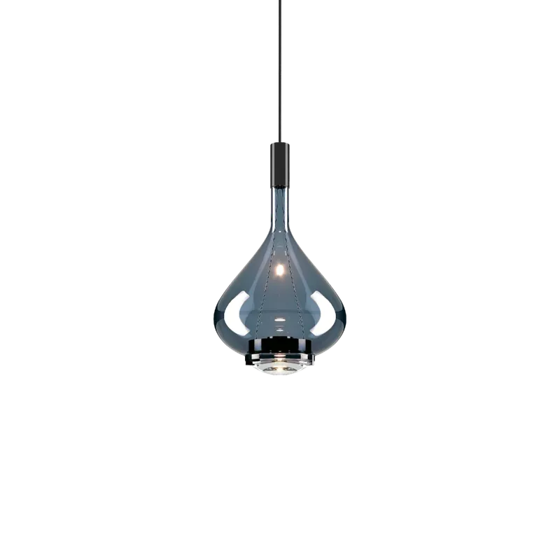Lodes Sky-Fall Medium, závěsné svítidlo modré sklo/černá, 12W LED 3000K, prům. 22cm Koupit Online