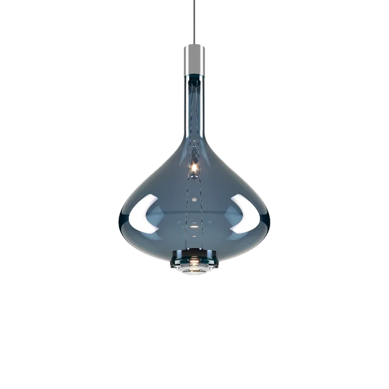 Lodes Sky-Fall Large, závěsné svítidlo modré sklo/chrom, 12W LED 3000K, prům. 36cm Značkový