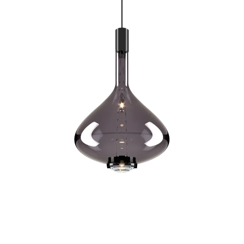 Lodes Sky-Fall Large, závěsné svítidlo kouřové sklo/černá, 12W LED 3000K, prům. 36cm Vysoce Kvalitní