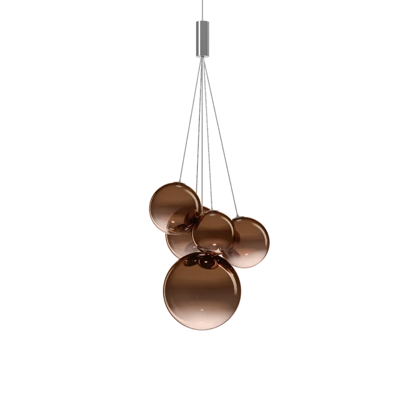 Lodes Random Five, závěs z bronzového foukaného skla, 5x1W LED 2700K, šířka 27cm Kup Teď