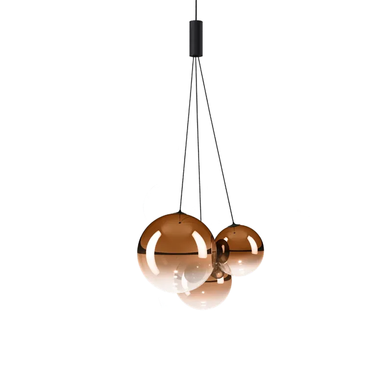 Lodes Random, závěs ze světle zlatého foukaného skla/černý kabel, 3x1W LED 2700K, šířka 29cm Vysoce Kvalitní
