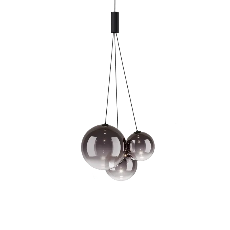 Lodes Random, závěs z kouřového foukaného skla/černý kabel, 3x1W LED 3000K, šířka 29cm Nová Kolekce